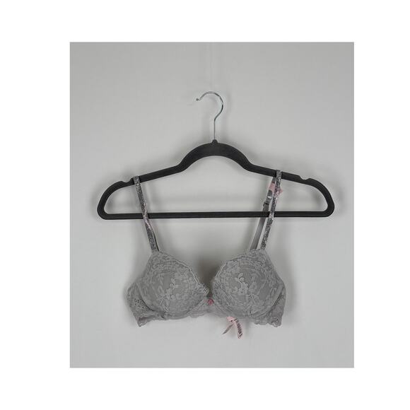 Victorias Secret Twinkle Strap Lace Push Up Bra Womens Size 32B Silver Pearl New - Picture 3 of 11